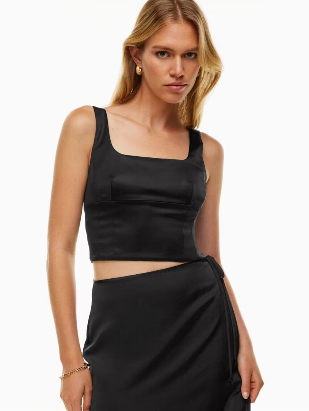 NWT Wilfred Satin Shine Bustier Top Size Large In Black